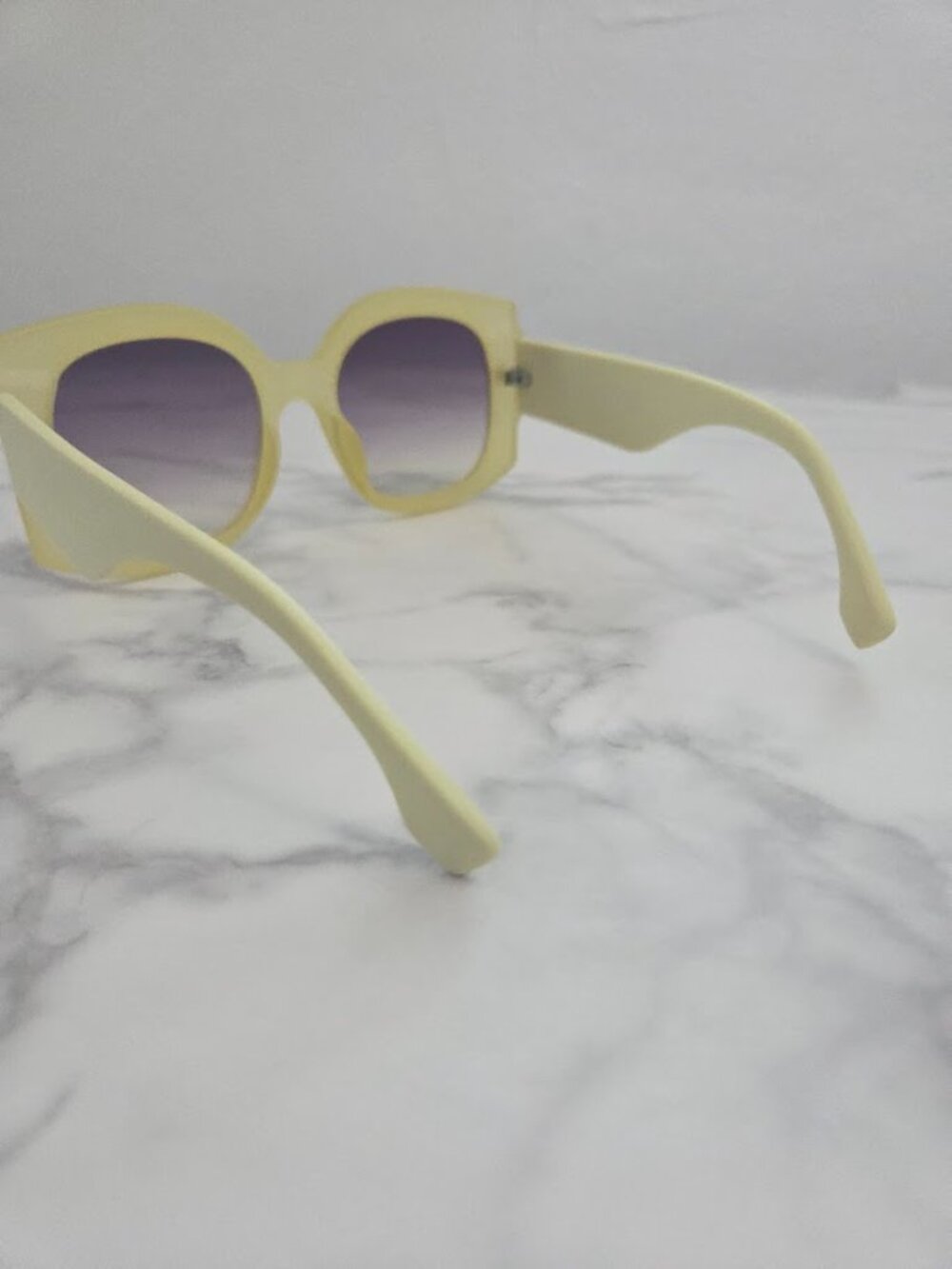 Oversized Square Sunglasses Pastel Lime Green Yellow Frame Gradient Lens - Picture 5 of 13